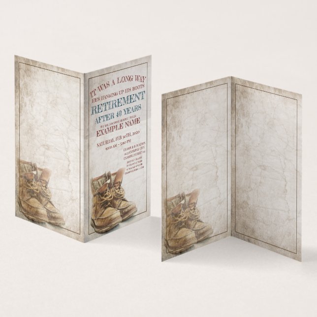 Anúncio de aposentação com botas antigas (Interior e exterior)