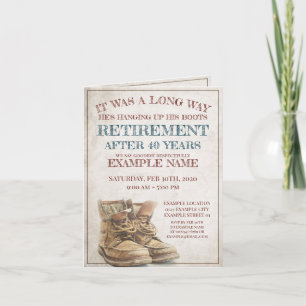 Anúncio de aposentação com botas antigas