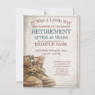 Anúncio de aposentação com botas antigas