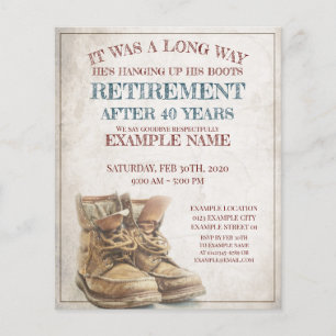Anúncio de aposentação com botas antigas