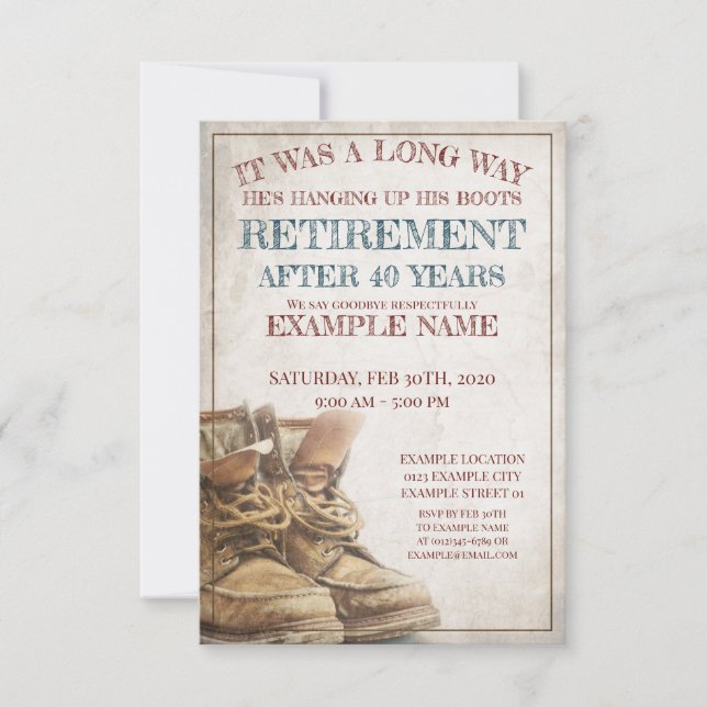 Anúncio de aposentação com botas antigas (Frente)