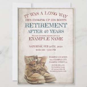 Anúncio de aposentação com botas antigas