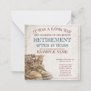 Anúncio de aposentadoria com botas antigas