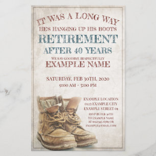 Anúncio de aposentadoria com botas antigas