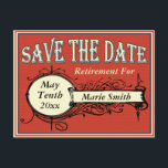 Anúncio de Aposentadoria Vintage<br><div class="desc">Lindo cartão de anúncio de data funciona para formaturas,  aniversários,  casamentos,  aniversários,  aposentadoria e outras ocasiões. O design apresenta uma aparência retrô com um ornamento vitoriano antigo.  Personalize com suas próprias informações.</div>