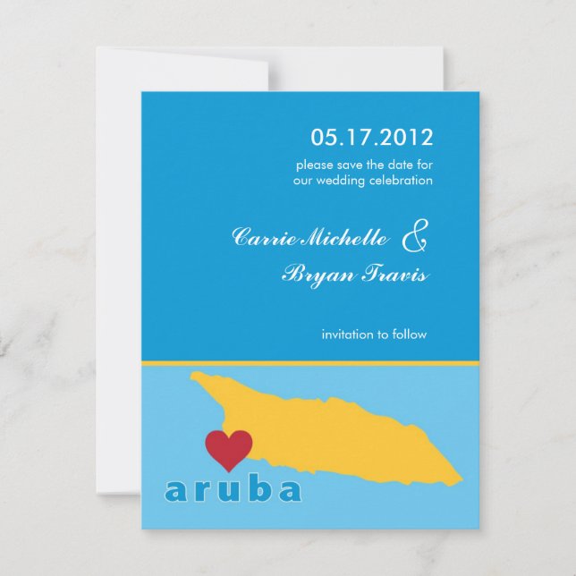Anúncio de Aruba de Noivado com Save the Date (Frente)