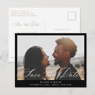 Anúncio de aviso de data de casamento com foto e c