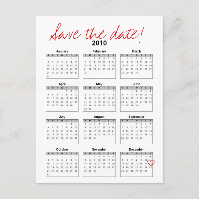 anúncio de aviso de data do calendário de 2010 (Frente)