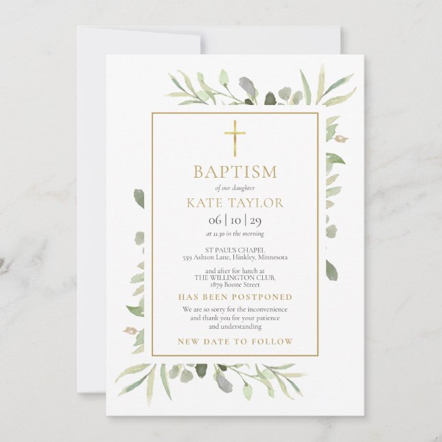 Anúncio de Baptismo Floral Adiado (Frente)