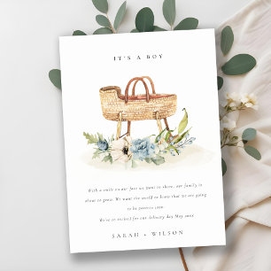 Anúncio de bebê Bassinet Floral Azul na Enfermeira