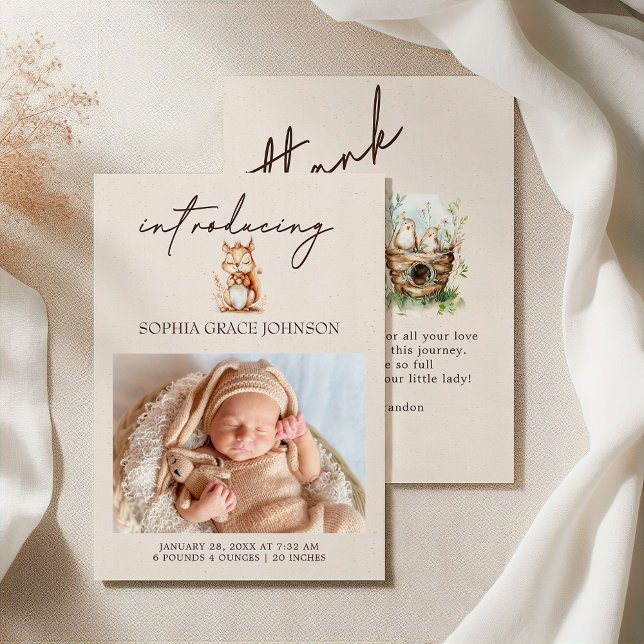 Anúncio de Bebê Boho Animais da Floresta (Criador carregado)