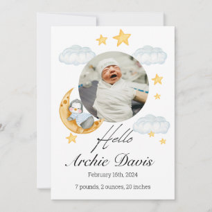 Anúncio de bebê bonito com um pinguim bebê