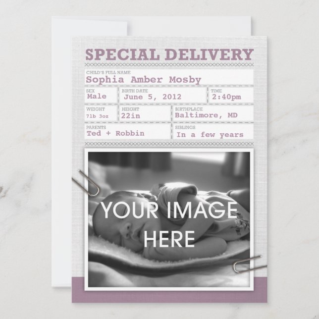 Anúncio de Bebê Certificado de Nascimento (Frente)