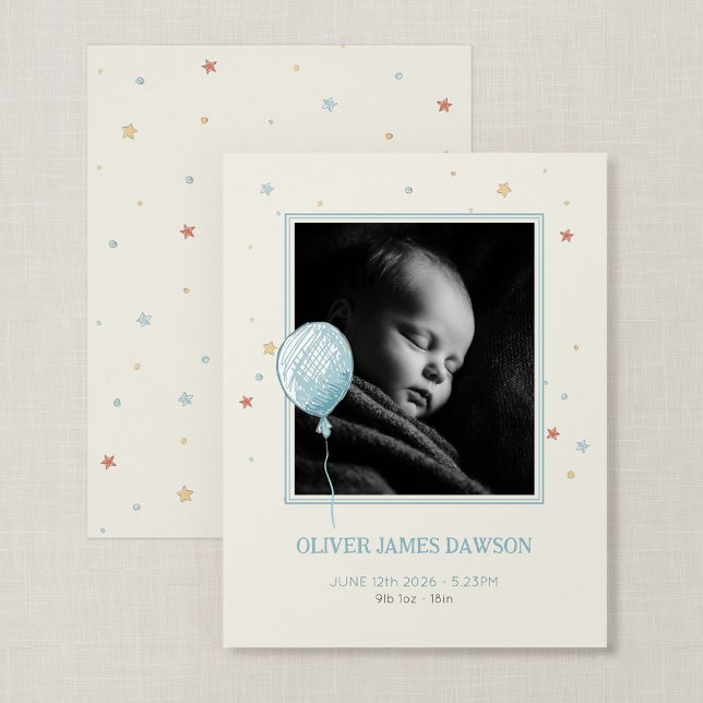 Anúncio de Bebê Compacto Sonho de Balão (Balloon Daydream - Compact New Baby Flat Photo Card)