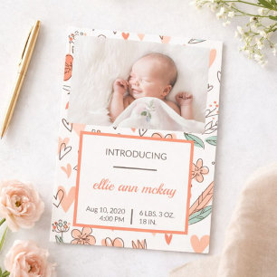 Anúncio de Bebê Coração Floral Rosa e Marrom