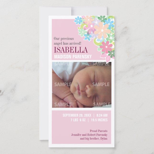 Anúncio de bebê de Bunch Floral (Frente)