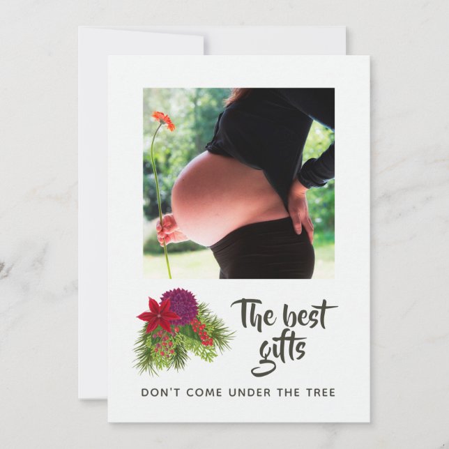 Anúncio de Bebê de Natal Floral em Aquarela (Frente)
