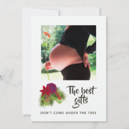 Anúncio de Bebê de Natal Floral em Aquarela