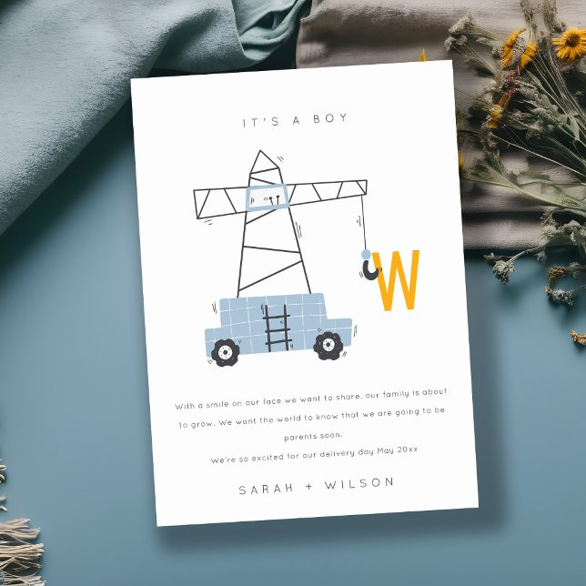 Anúncio de bebê do garoto da Grua de Construção em (Criador carregado)