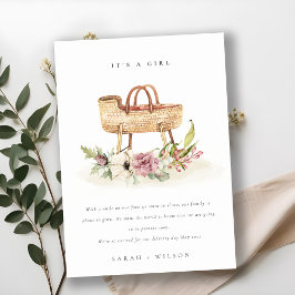 Anúncio de Bebê Floral Rosa-Rosa