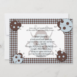 Anúncio de bebê Ladybug Blue e Brown