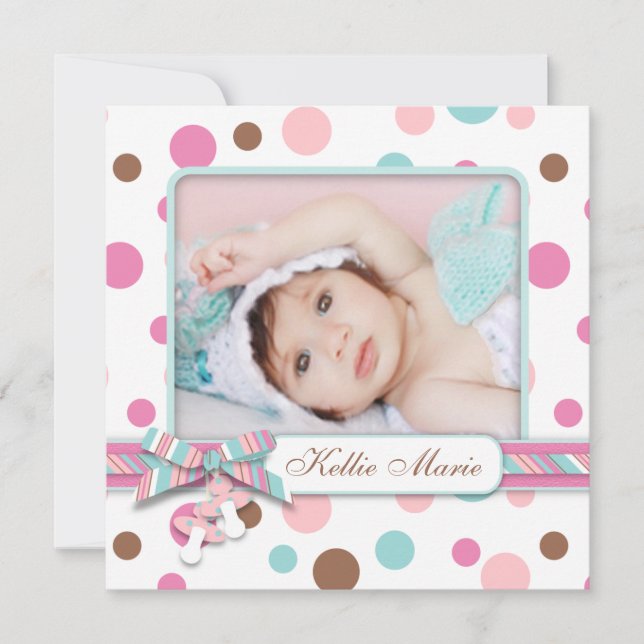 Anúncio de Bebê Menina Pontilhada (Frente)