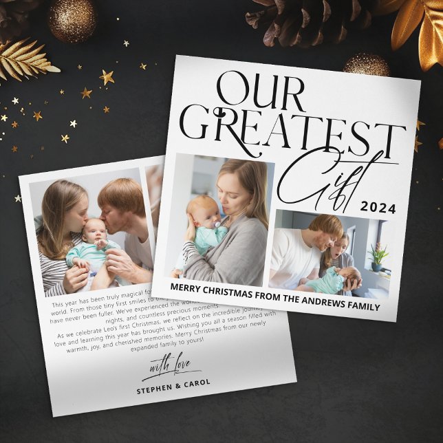 Anúncio de bebê minimalista 4 Foto Natal (Criador carregado)