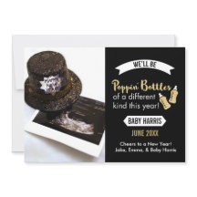 Anúncio de Bebê no Ano Novo com Garrafas Estourand