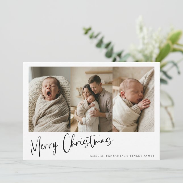Anúncio de Bebê Recém-Nascido Natal Multi Foto (Em pé/Frente)