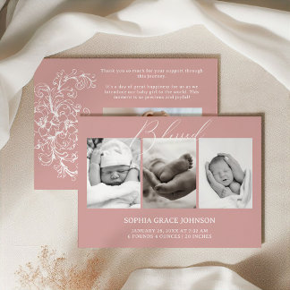 Anúncio de Bebê Rosa Floral Atemporal Vintage