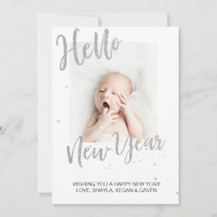 Anúncio de Bebê Silver Sparkle de Ano Novo