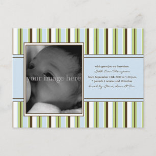Anúncio de bebê Stripe Azul
