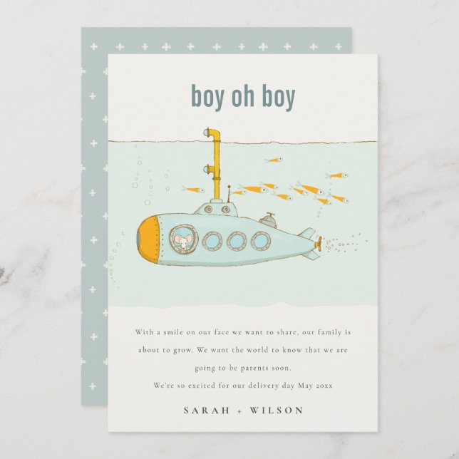 Anúncio de bebê submarino submarino (Frente/Verso)