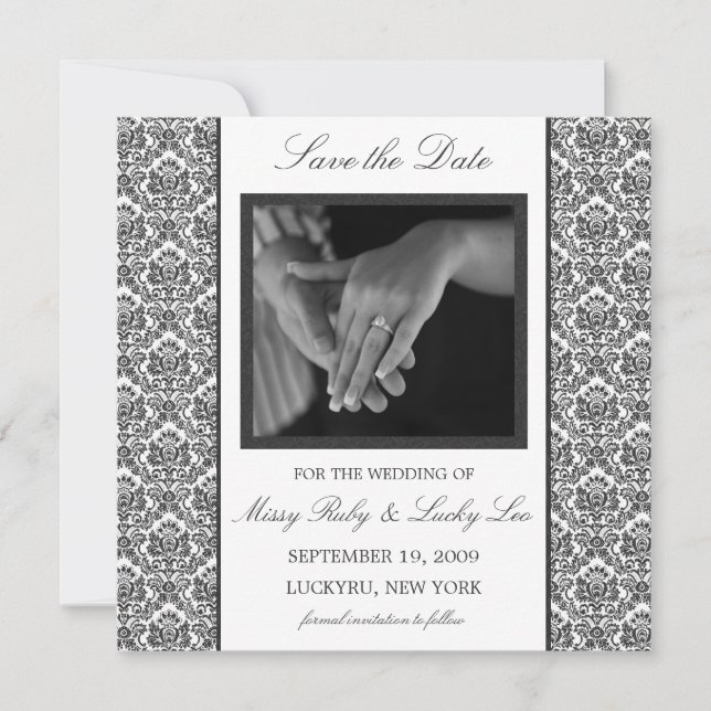Anúncio de Black Damask Save the Date (Frente)