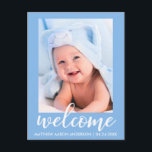 Anúncio de Boas-vindas ao Novo Bebê Azul<br><div class="desc">Cartão Postal de Anúncio de Boas-vindas ao Novo Bebê Azul</div>