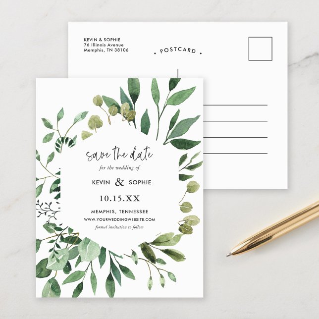 Anúncio de Boho Greenery Modern Save the Date Po (Criador carregado)