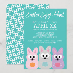 Anúncio de caça ao ovo em Páscoa - Coelhos Coel