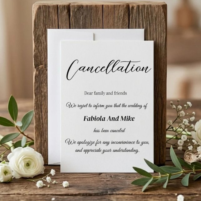 Anúncio de cancelamento de casamento com caligrafi (Criador carregado)