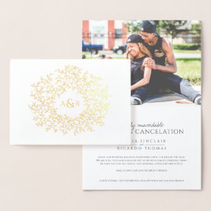 Anúncio de cancelamento de casamento com monograma