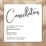 Anúncio de Cancelamento de Casamento Elegante e Si<br><div class="desc">Se você está na posição de precisar informar seus convidados que seu casamento foi cancelado, aqui está uma opção simples e elegante. Nesta peça, a fonte moderna e elaborada foi usada para criar um gráfico simples e bonito que retrata a palavra "Cancelação". Use os campos de modelo para adicionar seus...</div>