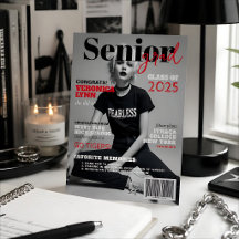 Anúncio de capa de revista de graduado sênior