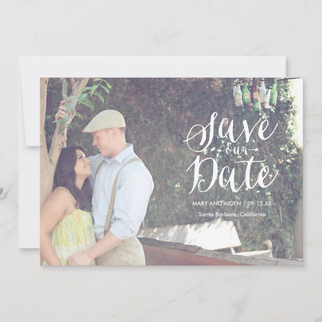 Anúncio de Cartão de Foto de Save-The-Date Redigid (Frente)