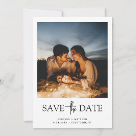 Anúncio de cartão plano com foto "Save the Date"