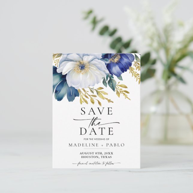 anúncio de cartão postal de casamento floral para  (Em pé/Frente)