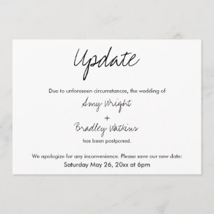 Anúncio de casamento adiado casual "Update"