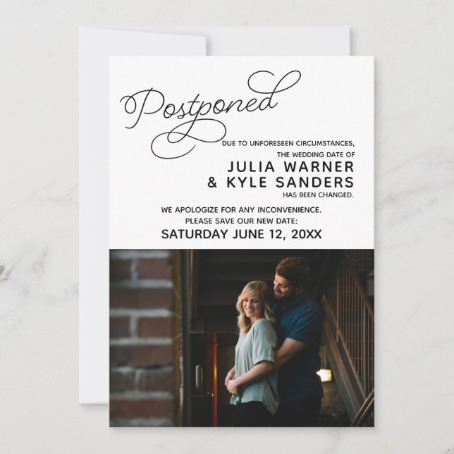 Anúncio de Casamento Adiado com Foto (Frente)