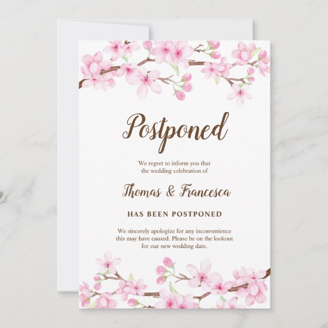 Anúncio de Casamento Adiado das Flores de Cerejeir (Frente)