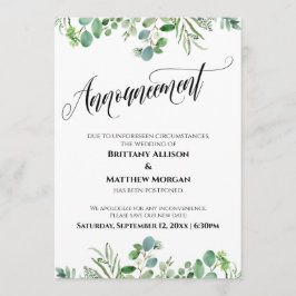 Anúncio de Casamento Adiado Elegante Eucalipto
