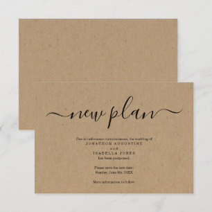 Anúncio de Casamento Adiado em Fundo Kraft