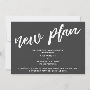 Anúncio de casamento adiado Novo plano Cinza escur